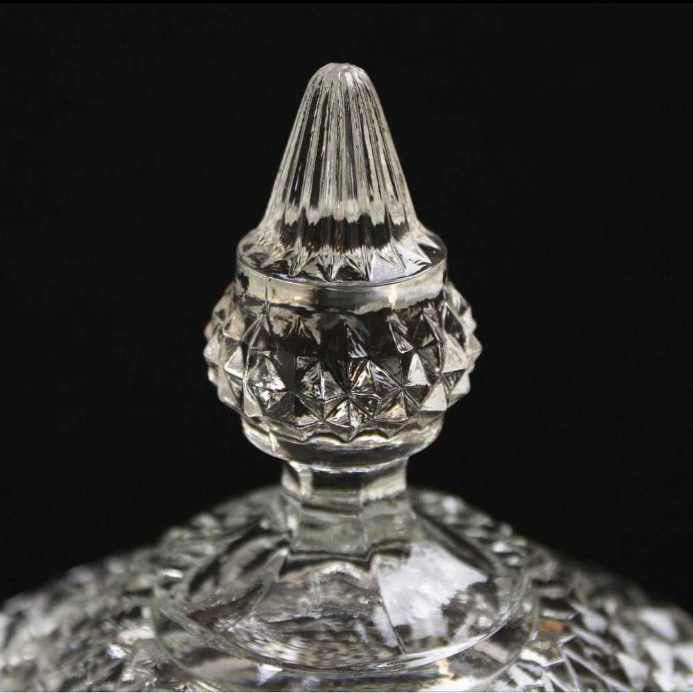 ✨Indiana Glass Diamond Point Apothecary Jar, Pedestal Candy Dish, Chalice - Picture 5 of 12